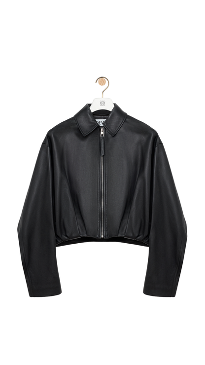 Draped Jacket in Black Nappa Lambskin