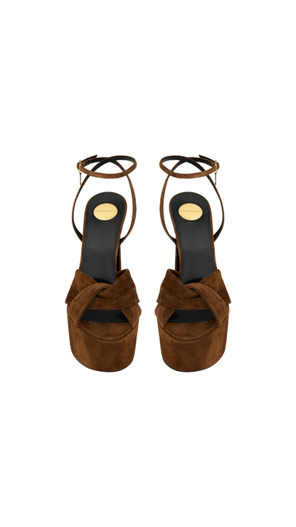 Franciane Platform Sandals In Dark Havana Suede
