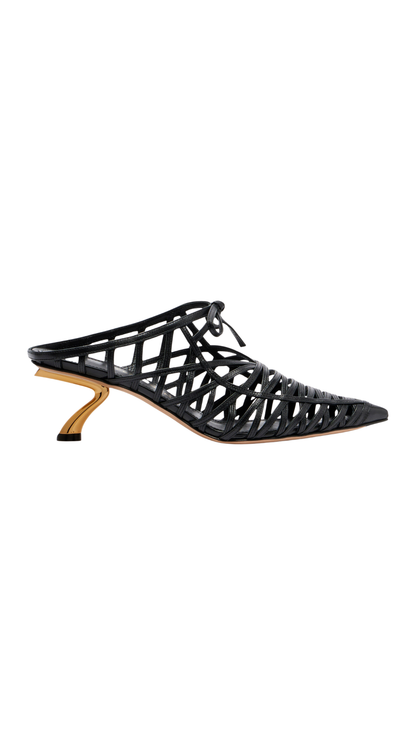 Cirry Leather Mules in Black