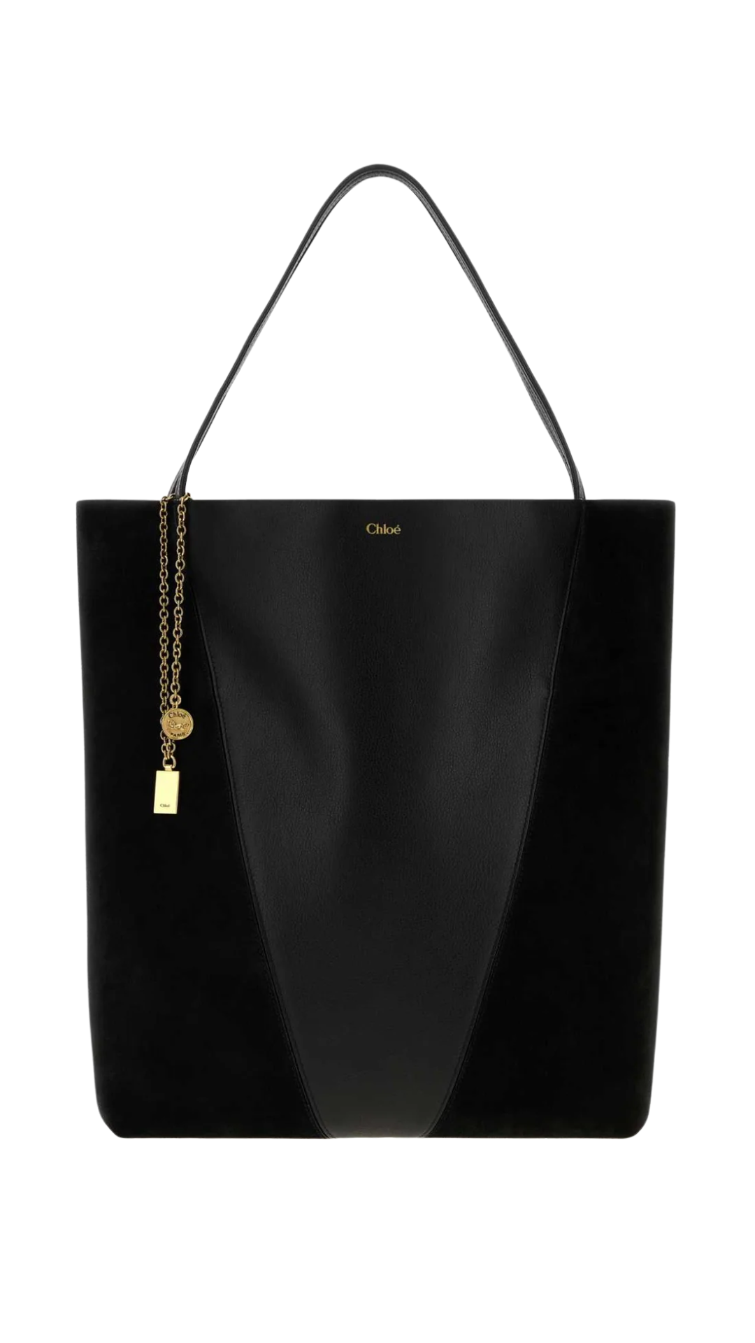 Spin Panelled Tote Bag in Black Ovine Leather