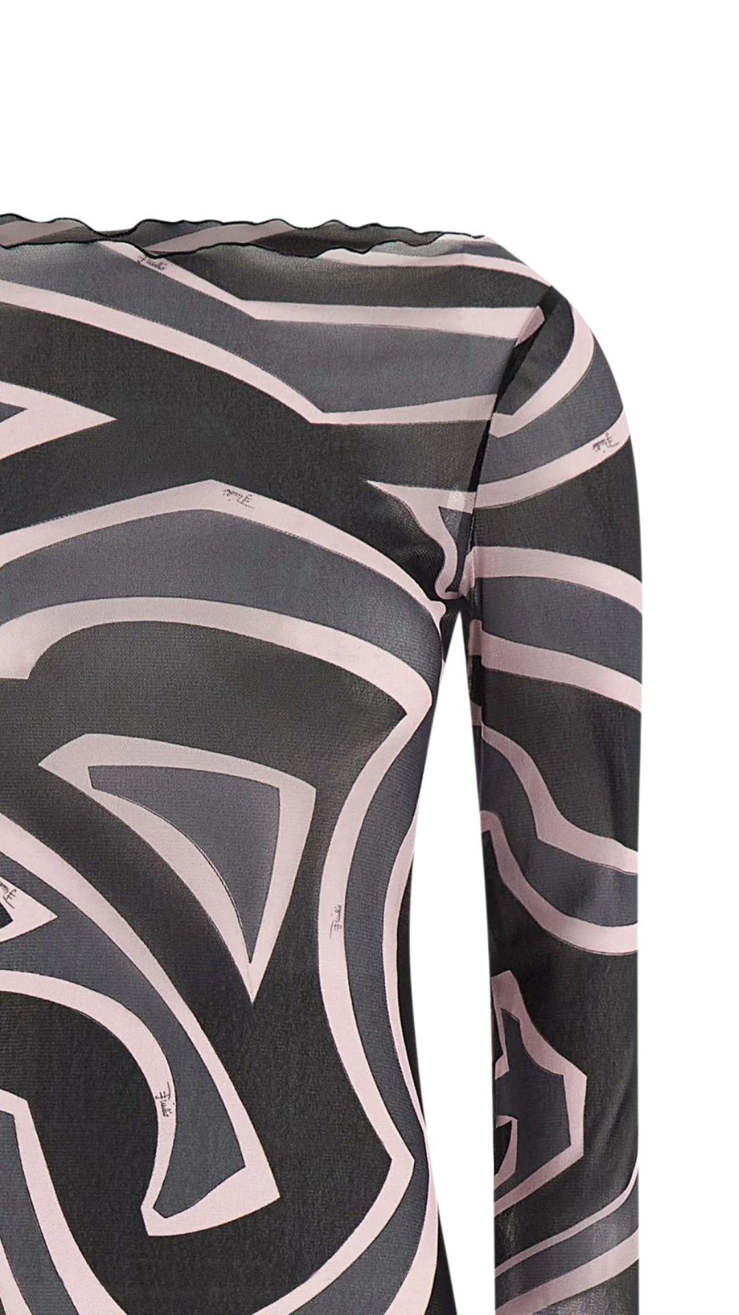Abstract-Printed Crewneck Maxi Dress in Black