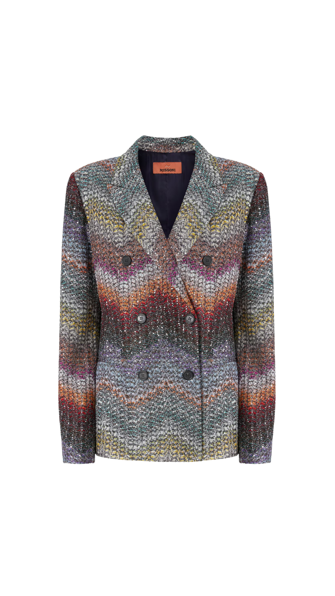 Double-Breasted Viscose Lamé Blazer with Sequins in Multicoloured