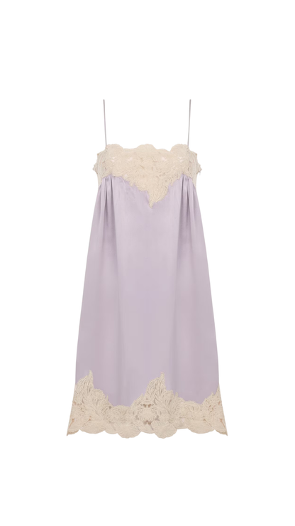 Thin-Strap Mini Dress in Washed Silk Satin