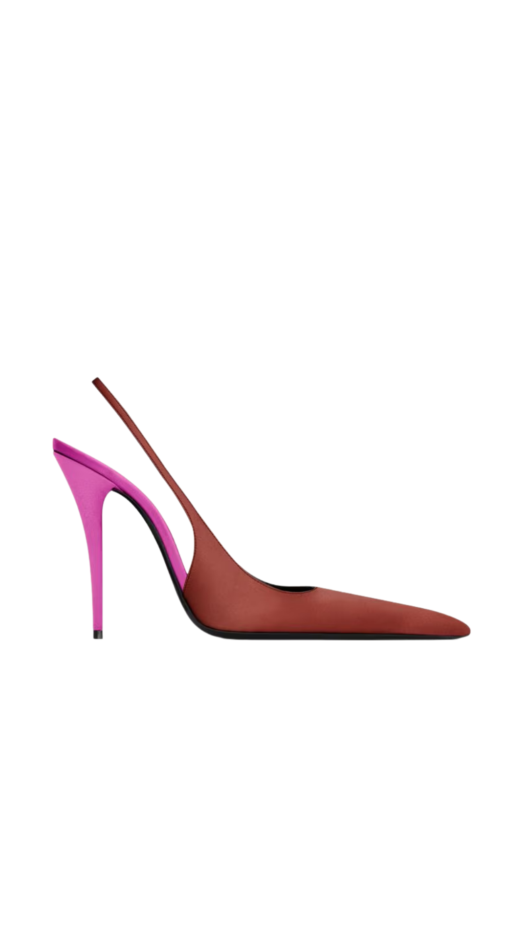 Deroche Slingback Pumps In Dark Ruggine & Orchid Fuchsia Satin Crepe