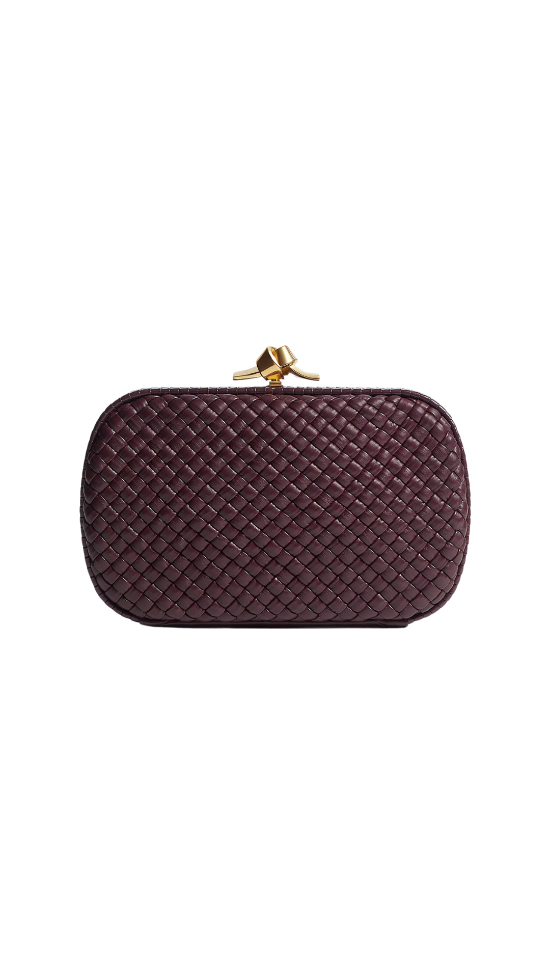 Soft Knot Clutch in Deep Mahogany Soft Intreccio Leather