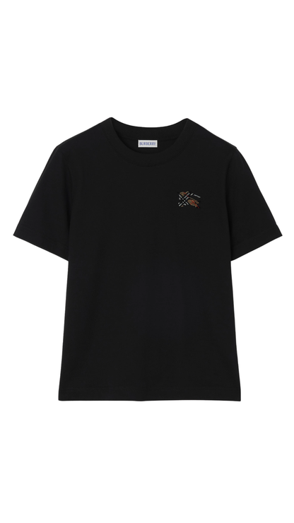 Knight Check Cotton T-shirt in Black