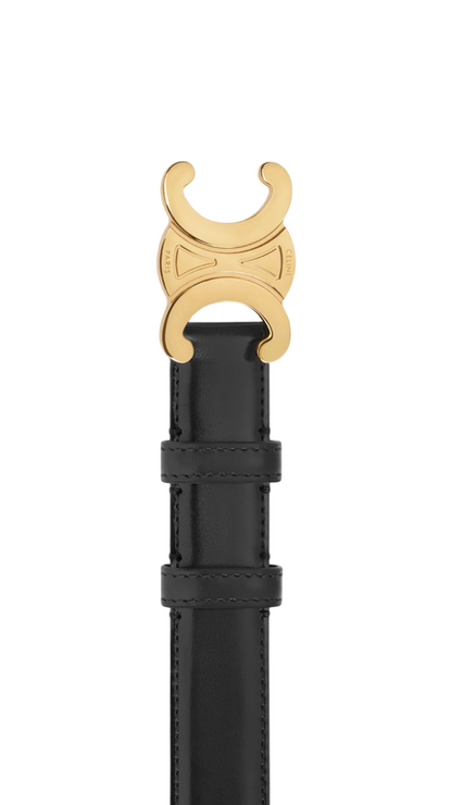 Triomphe Belt 25MM in Black Taurillon Leather