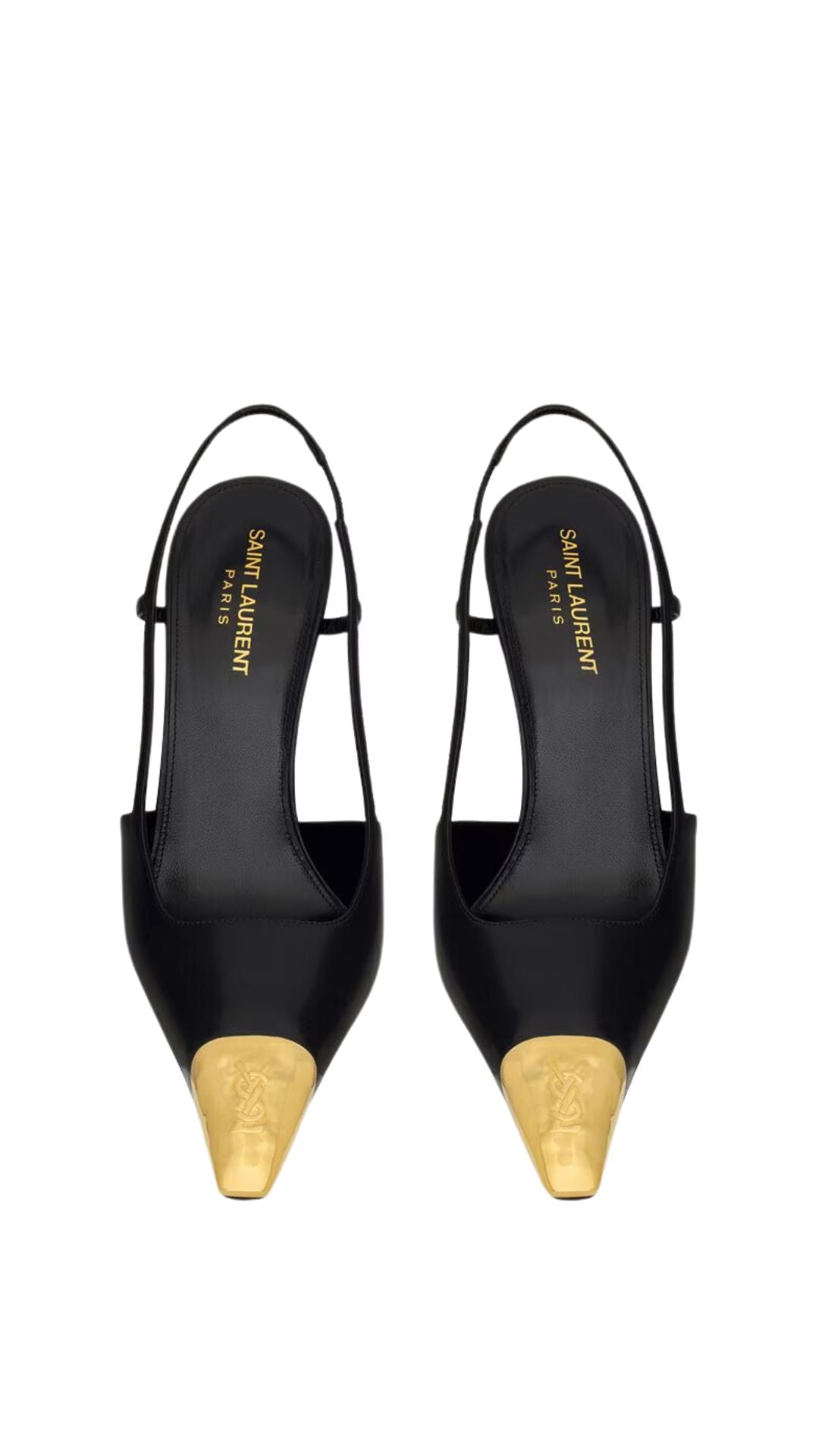 Jeanne Slingback Pumps In Smooth Leather in Black/Gold
