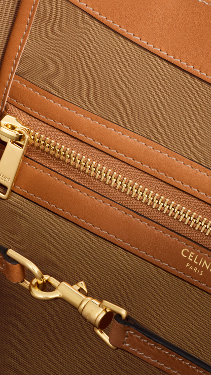 Medium Flat Shopper In Yellow / Navy Triomphe Canvas