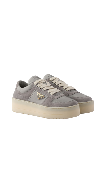 Downtown Bold Re-Nylon and Suede Sneakers in Granite Gray