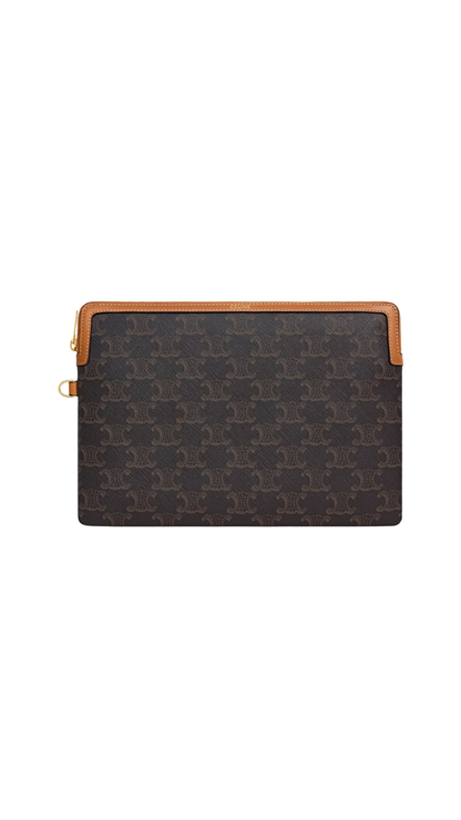 Small Pouch With Strap Cuir Triomphe In Triomphe Canvas And Calfskin
