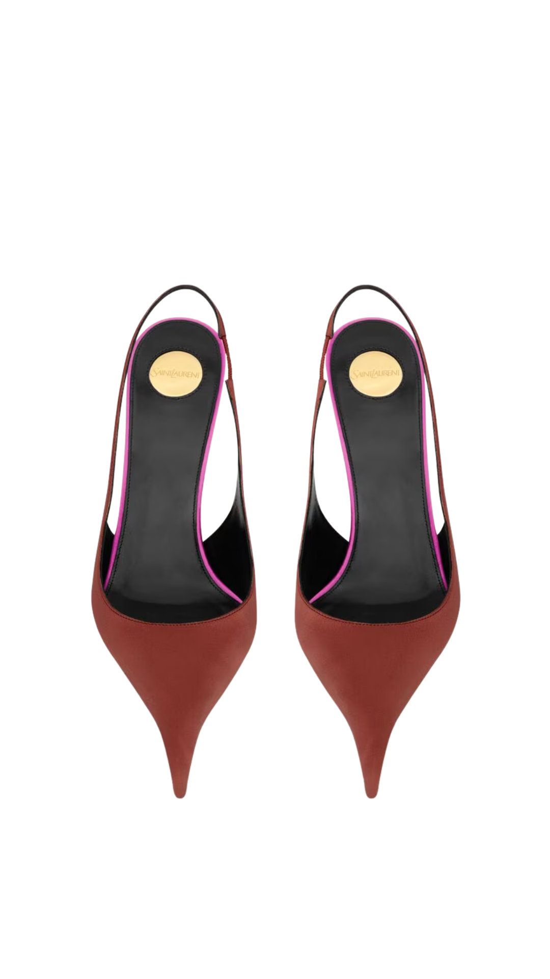 Deroche Slingback Pumps In Dark Ruggine & Orchid Fuchsia Satin Crepe