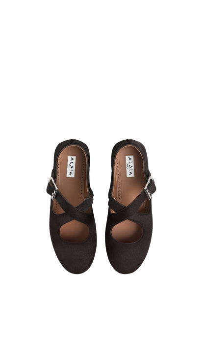 Criss Cross Ballet Flats in Brown