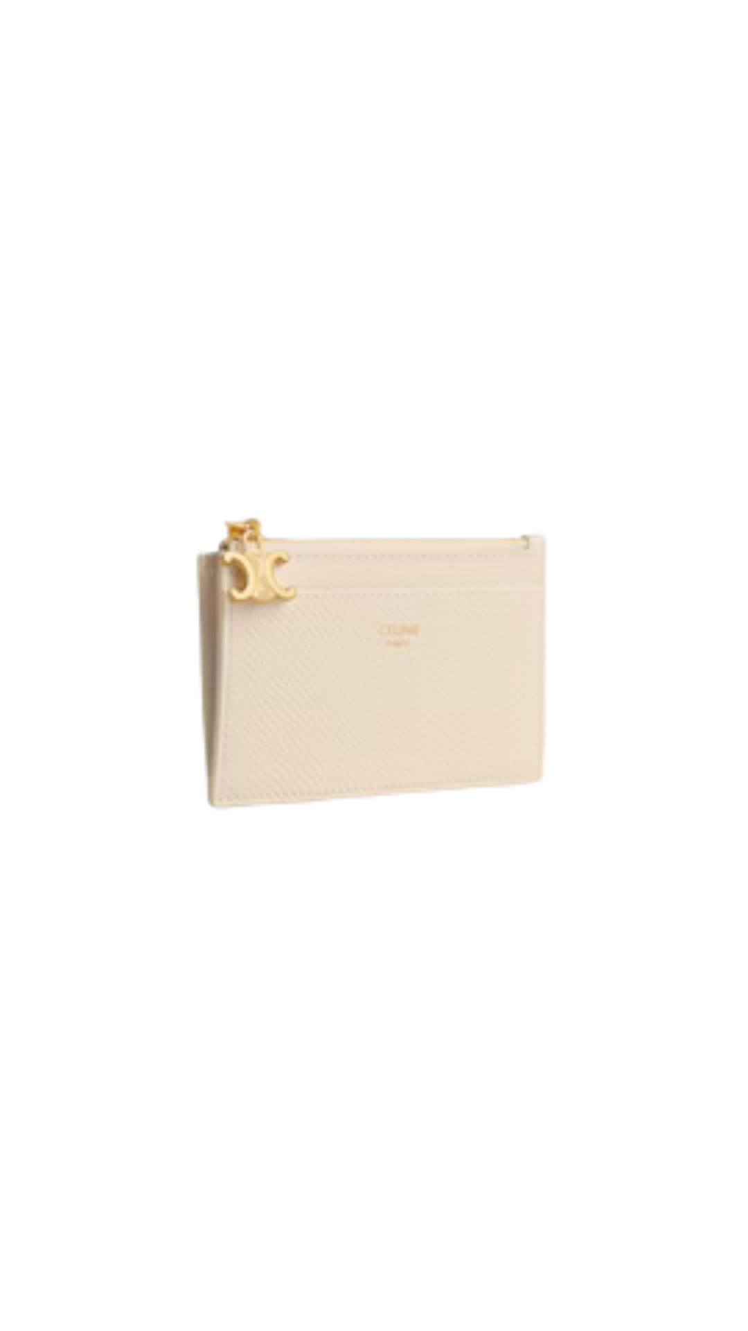 Zipped Card Holder Triomphe Charms in Spring Yellow Grained Calfskin