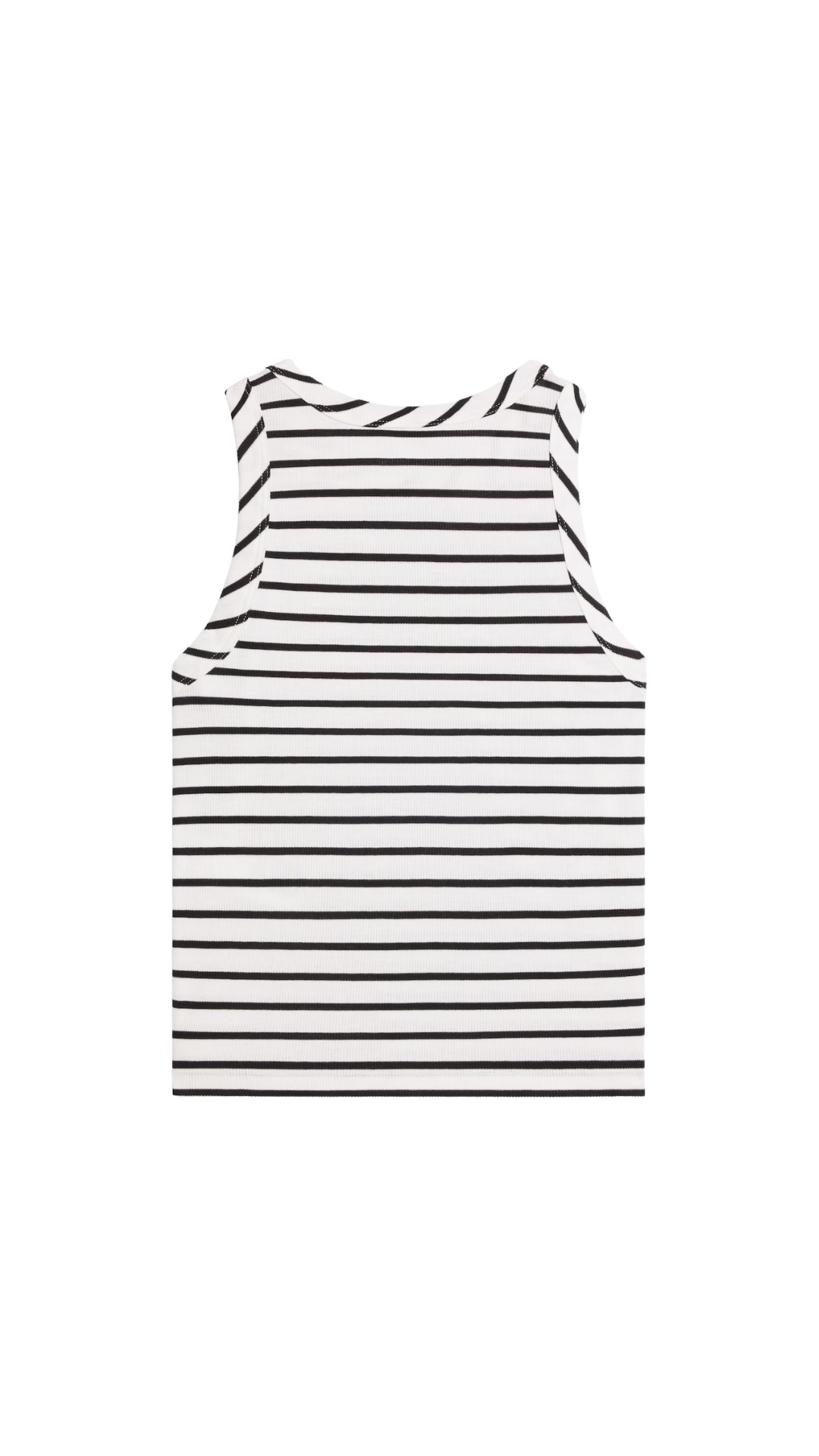 Triomphe Tank Top In Off White / Black Striped Silk Jersey