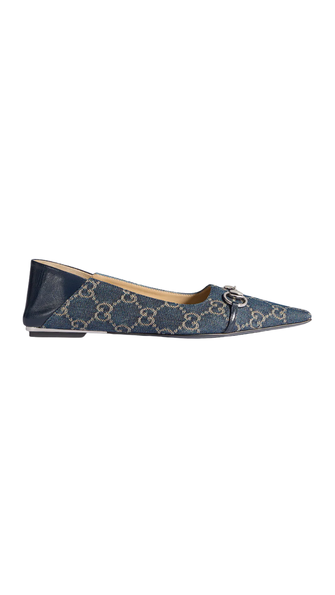 Vittoria Ballerina in Dark Blue GG Washed Denim