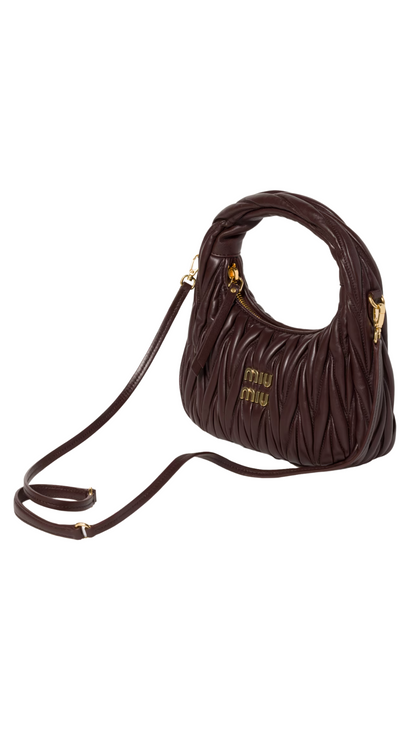 Wander Matelassé Nappa Leather Hobo Mini-Bag in Briarwood