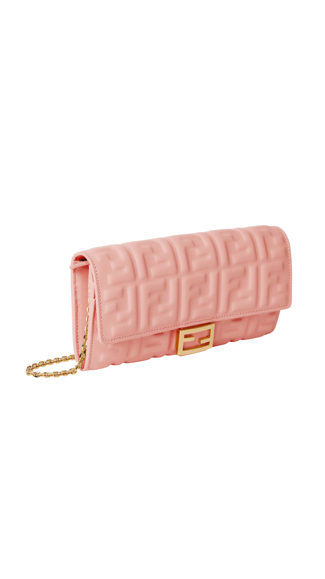 Baguette Continental Wallet With Chain in Pink Nappa Leather Wallet with FF Motif