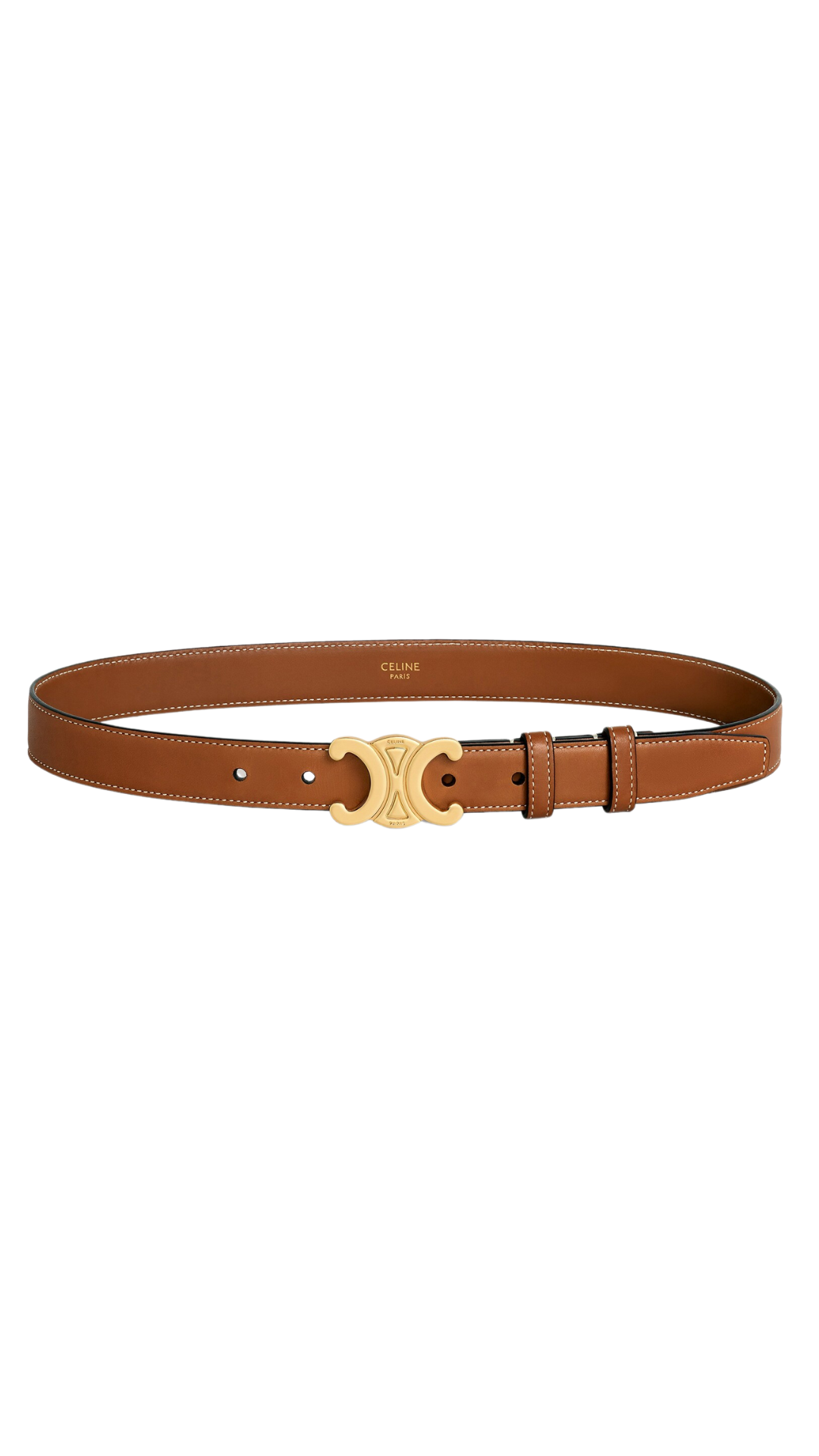 Medium Triomphe Belt 25MM  in Natural Calfskin Tan