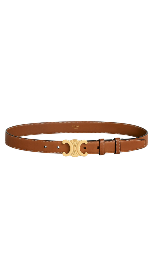 Medium Triomphe Belt 25MM  in Natural Calfskin Tan