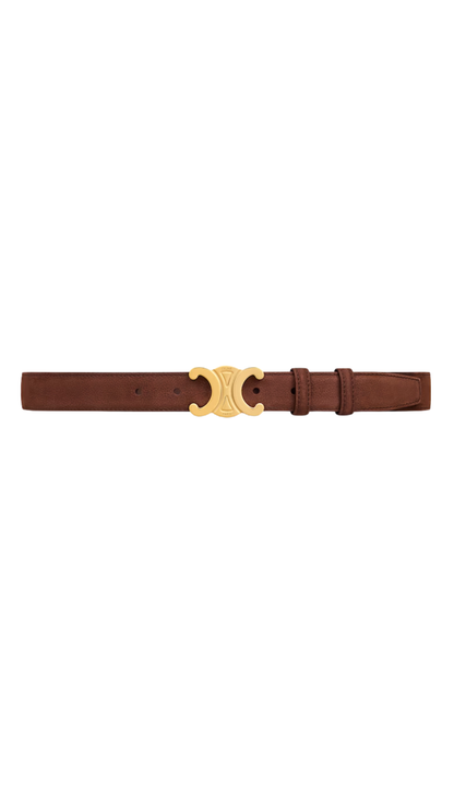 Medium 25mm Triomphe Belt in Chestnut Grained Nubuck Calfskin