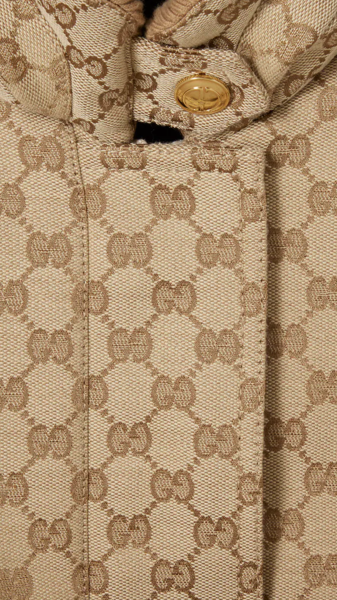 GG Cotton Canvas Fabric Zip Jacket in Sand