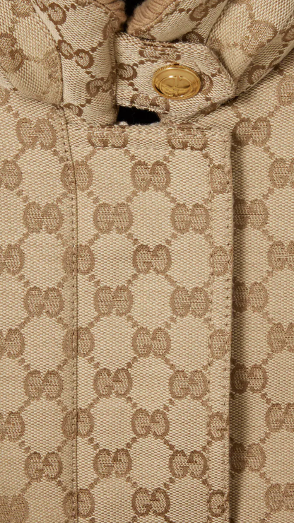 GG Cotton Canvas Fabric Zip Jacket in Sand