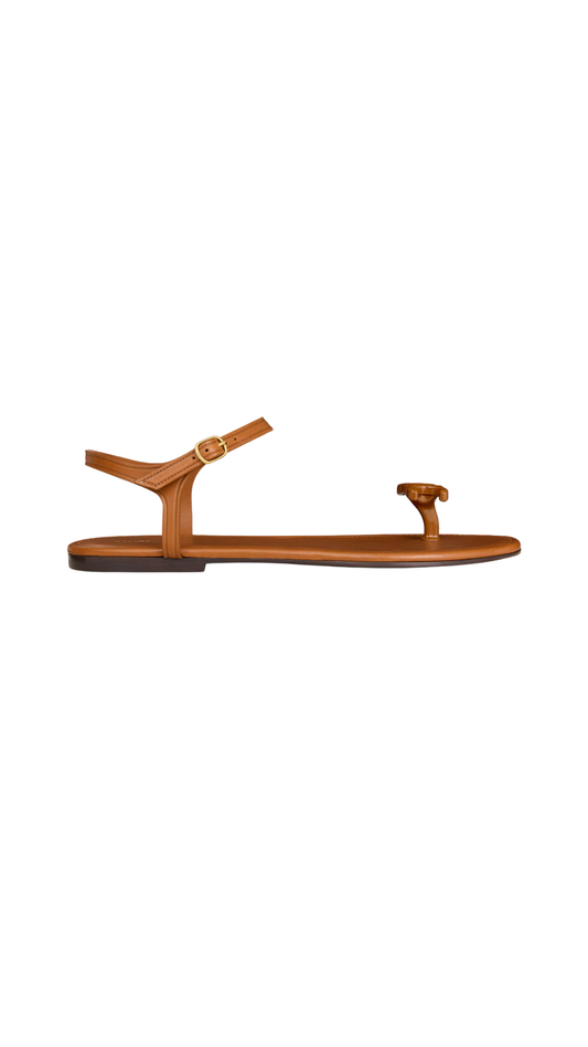 Bay - Triomphe Thong Sandal In Cognac Supple Calfskin