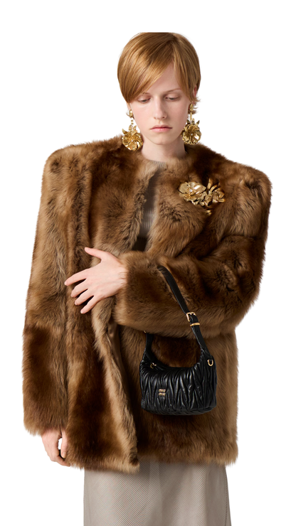 Matelassé Nappa Leather Pouch in Black