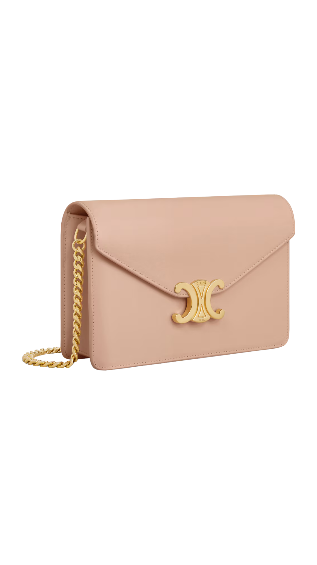 Wallet On Chain Margo in Soft Peach Shiny Calfskin