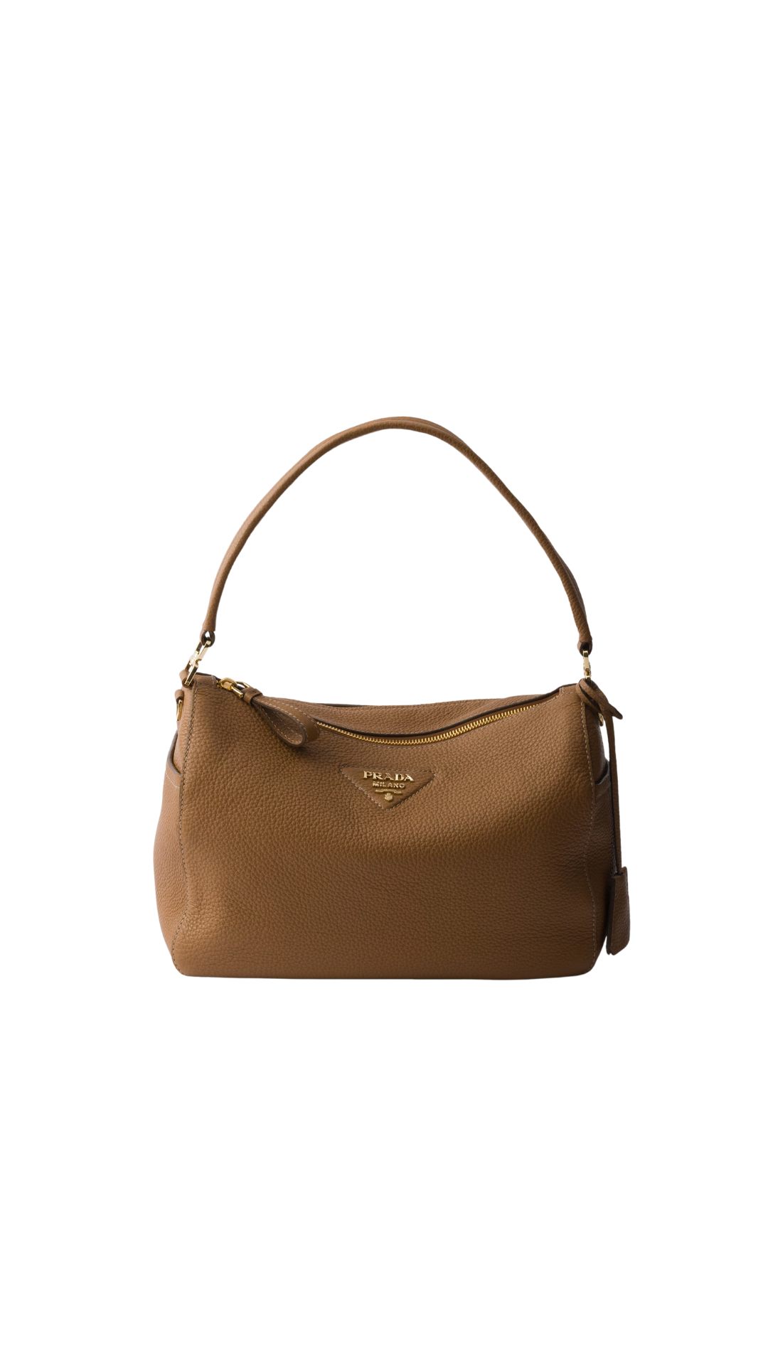 Medium Leather Shoulder Bag in Caramel