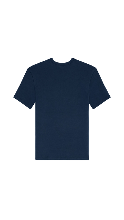 Triomphe T-Shirt In Navy/Off White Ribbed Cotton Jersey