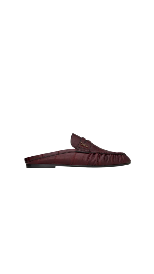 Le Loafer Mules In Deep Bordeaux Eel