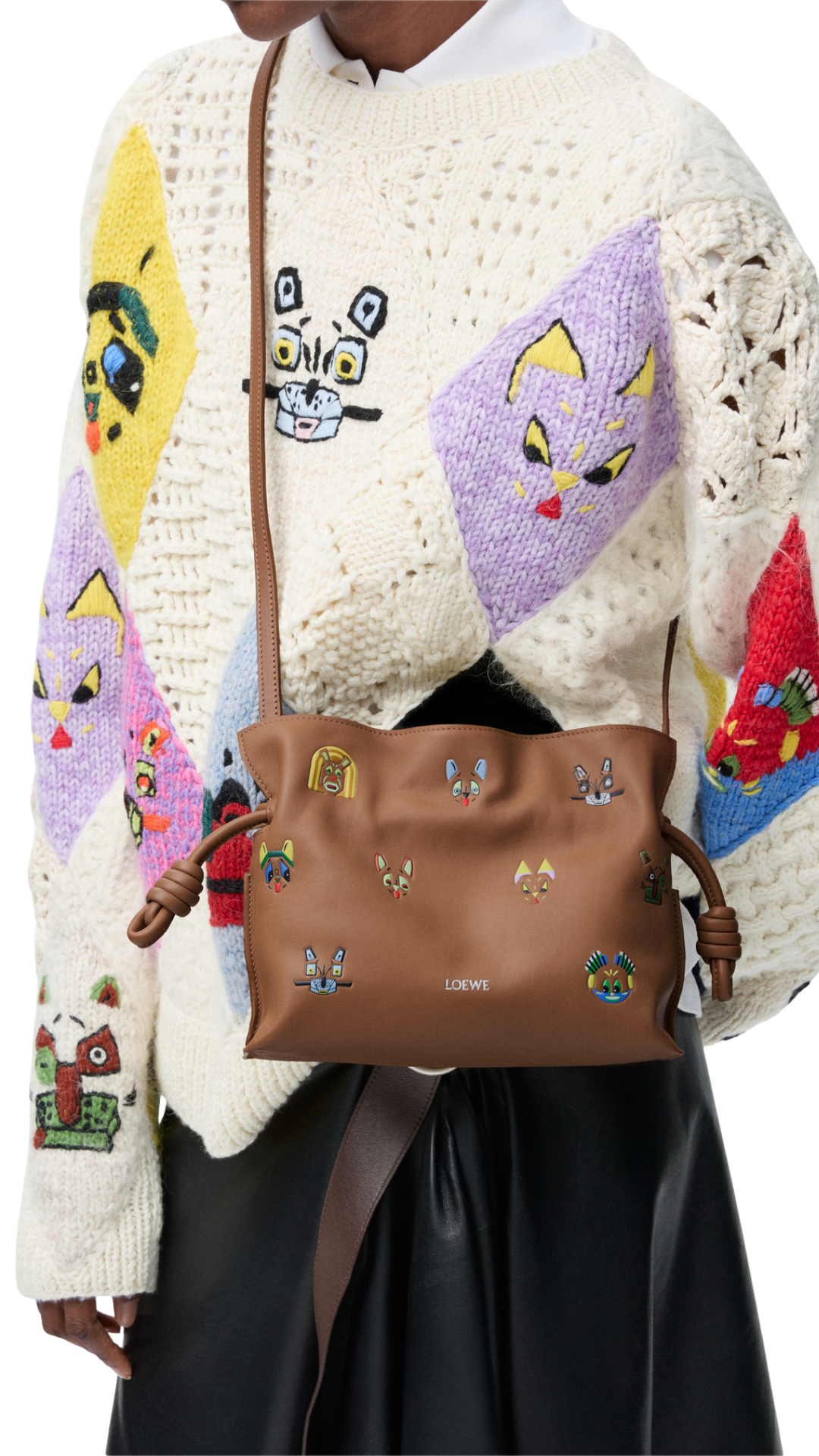 Cats Mini Flamenco Clutch in Mocha Nappa Calfskin