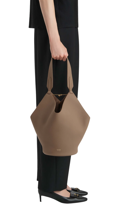 Small Lotus Tote in Mokka Pebbled Leather