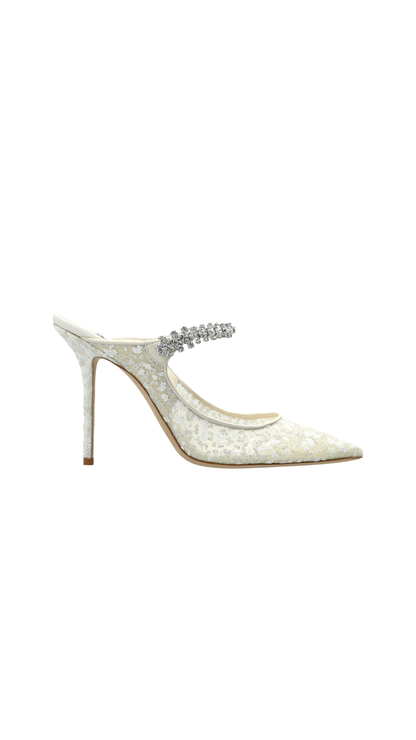 Bing 100 in White Heeled Mules