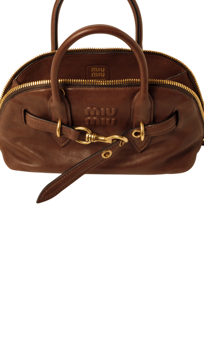 Aventure Nappa Leather Top-Handle Bag in Oak