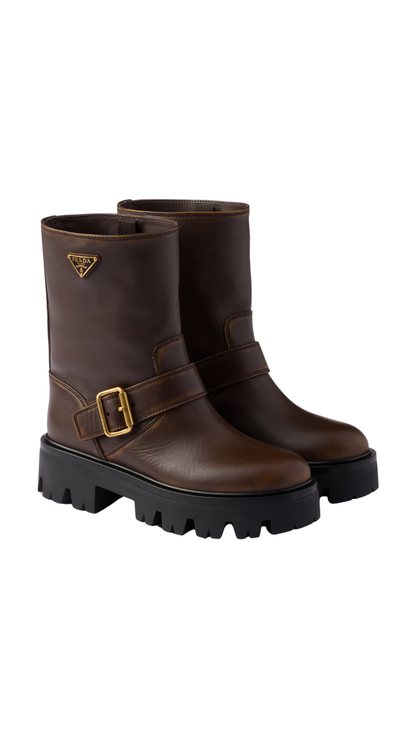 Leather Booties in Cocoa Brown