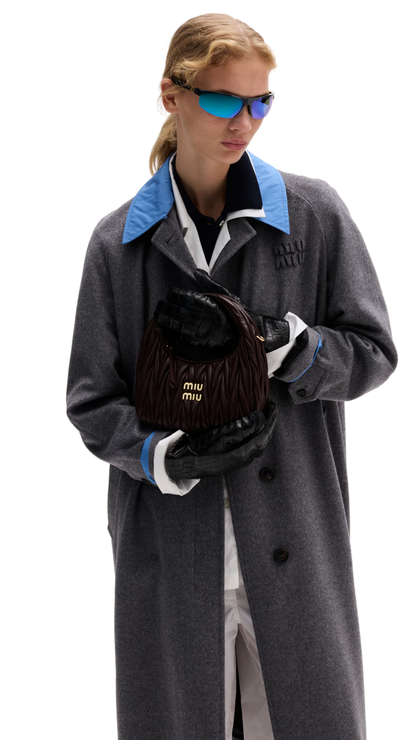 Wander Matelassé Nappa Leather Hobo Small Bag in Briarwood