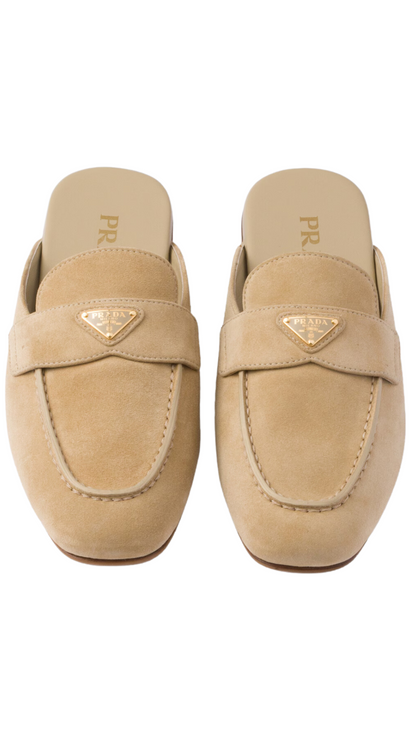 Suede Sabots in Ecru