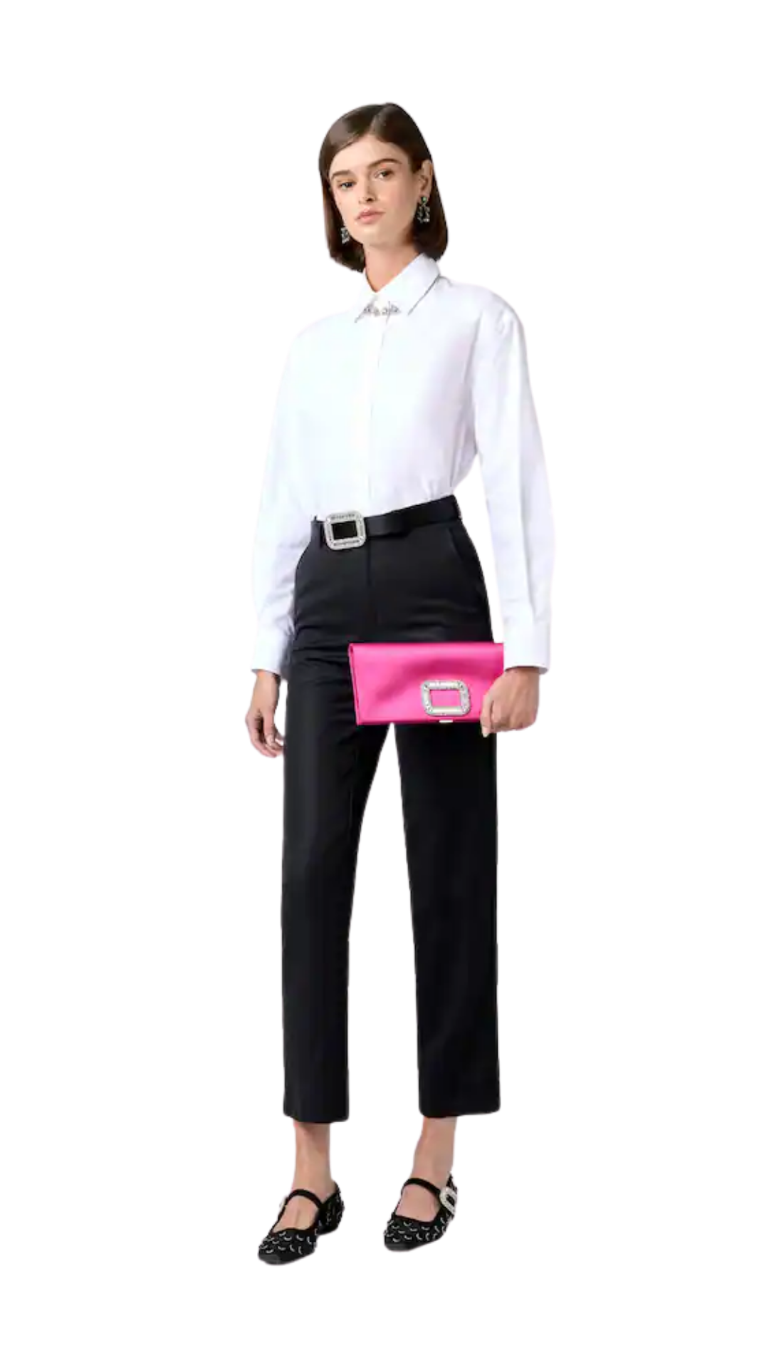 Pilgrim Buckle Clutch in Fuchsia Satin