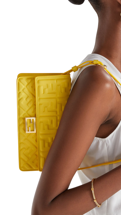 Wallet On Chain Baguette in Yellow Nappa Leather