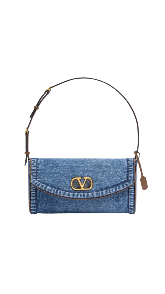 DeVain Small Denim Shoulder Bag in Denim