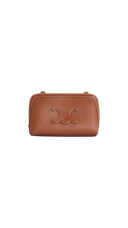 Clutch On Chain Cuir Triomphe in Tan Smooth Calfskin