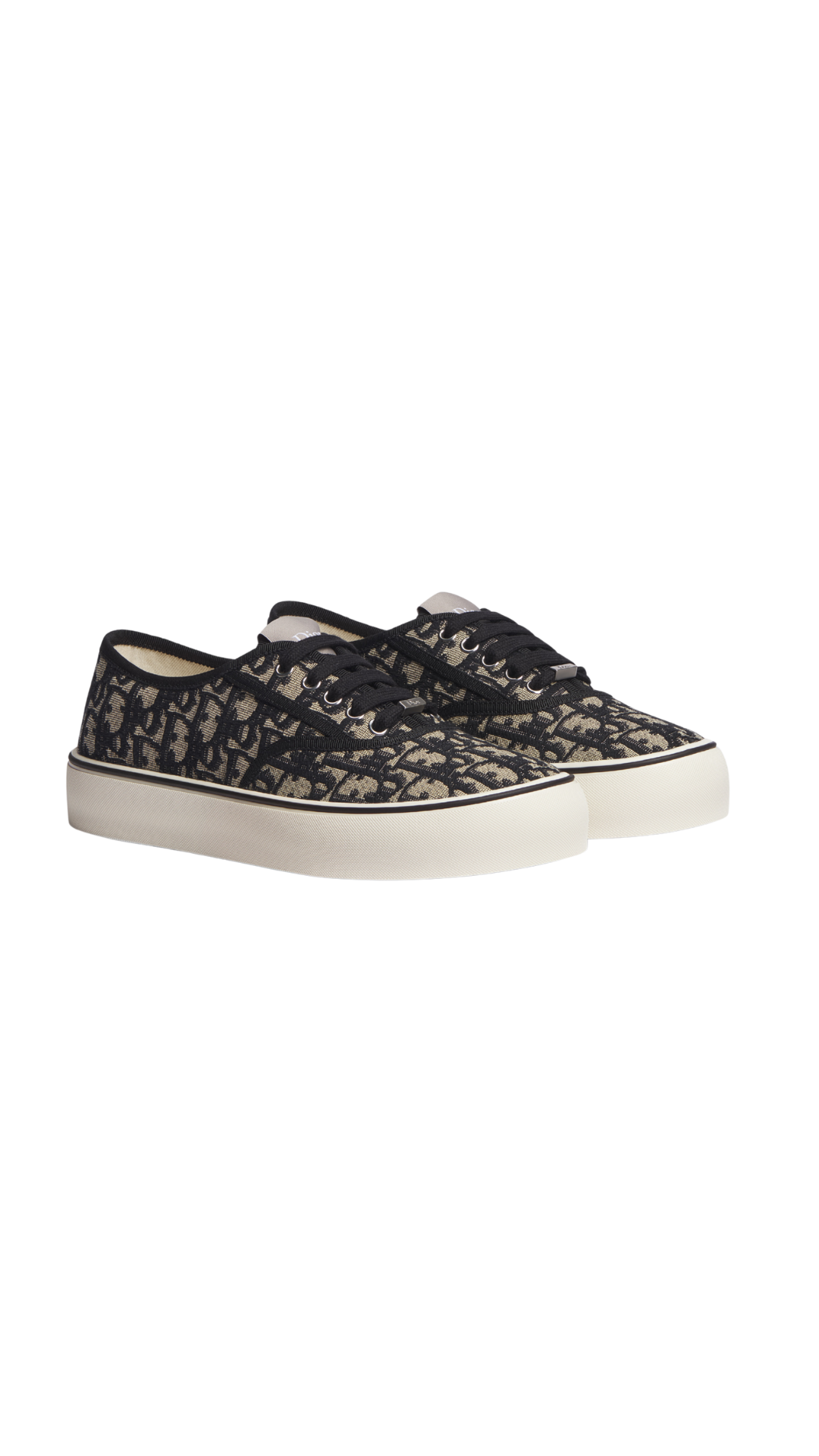 Saltwind Sneaker in Beige and Blue Dior Oblique Embroidered Cotton