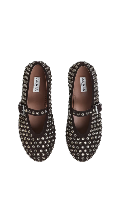 Strass Suede Ballet Flats