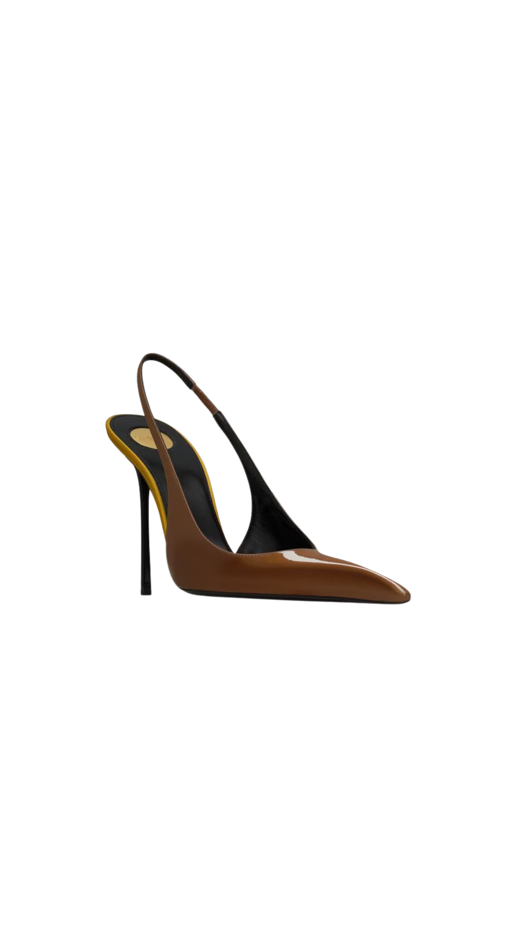 Amalia Slingback Pumps In Wood & Ocre Patent Leather