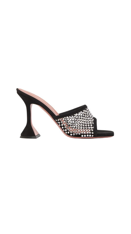 Lupita Crystal Net Slipper 95 Black Suede And White Crystals