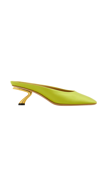 S-Shaped Heel Mule in Antique Yellow