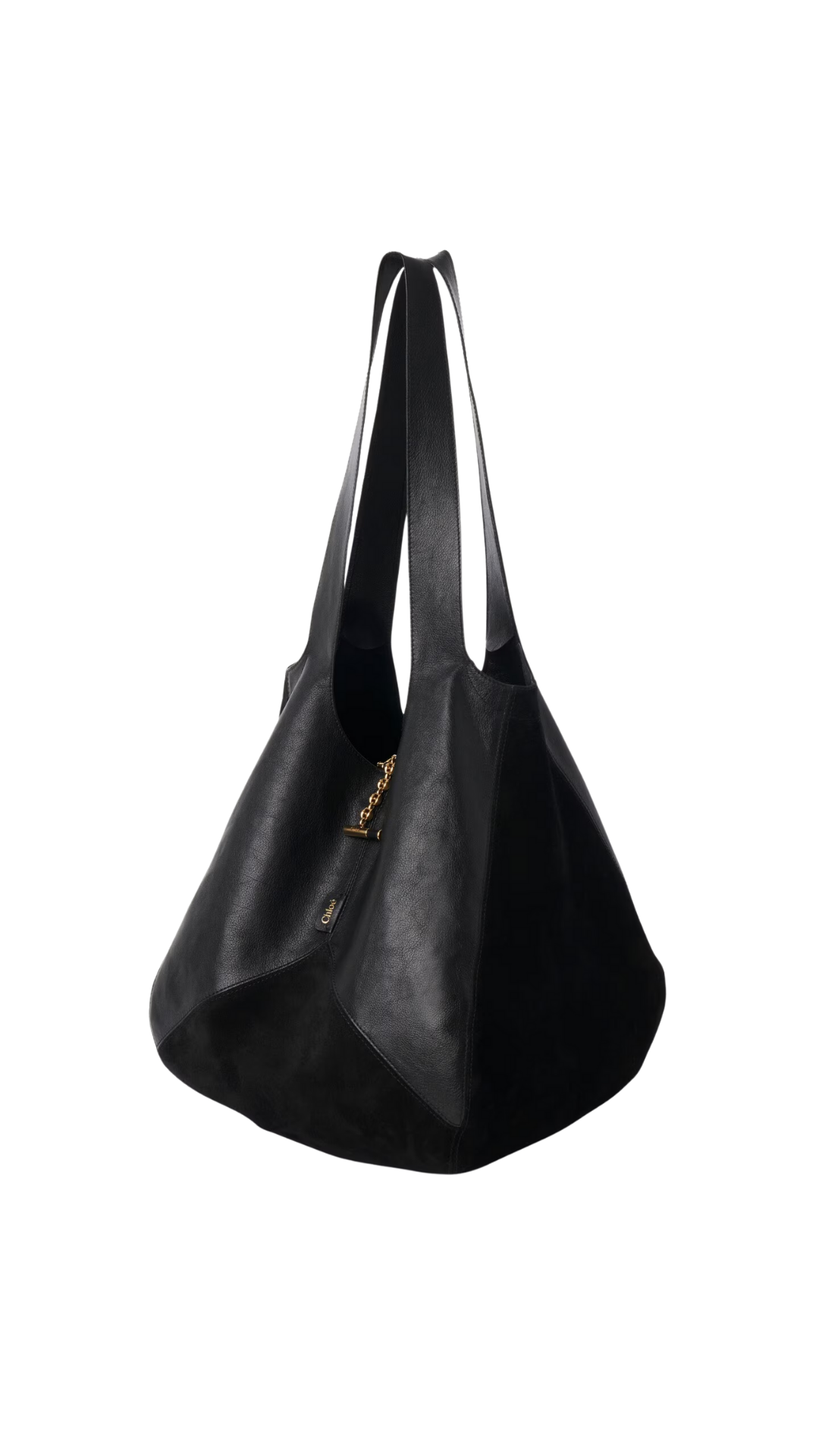 Balloon Bag in Black Grained & Suede Leather